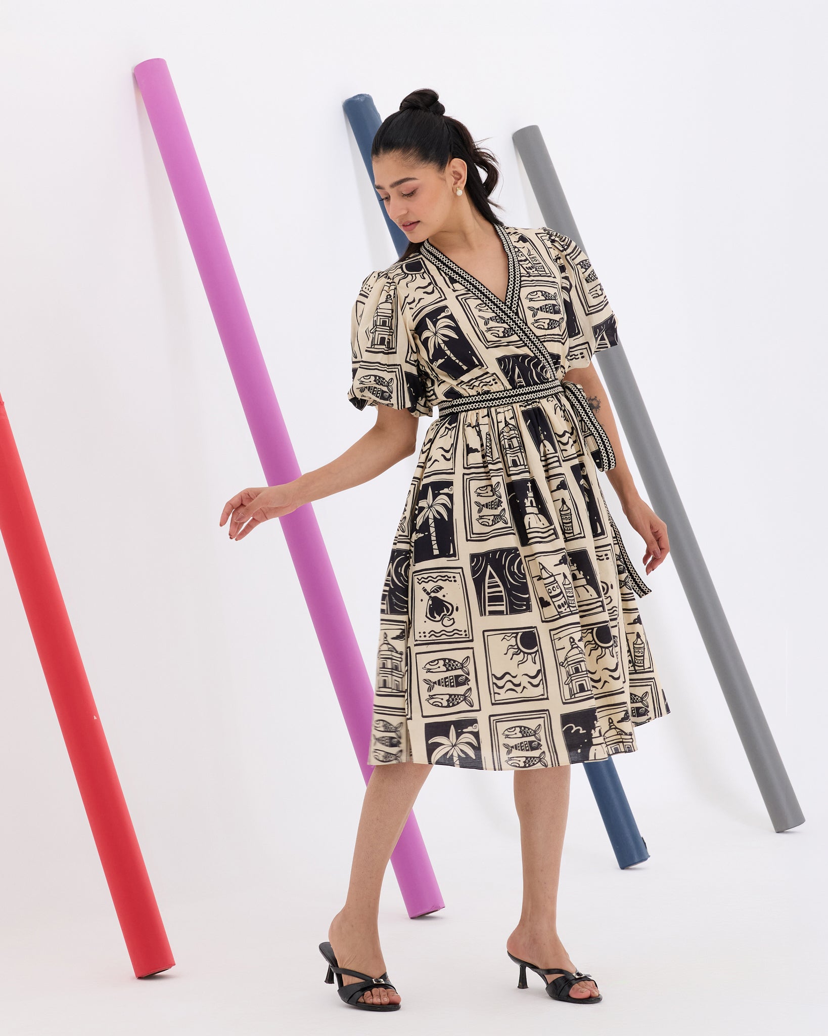 Camilia Doodle Wrap Dress