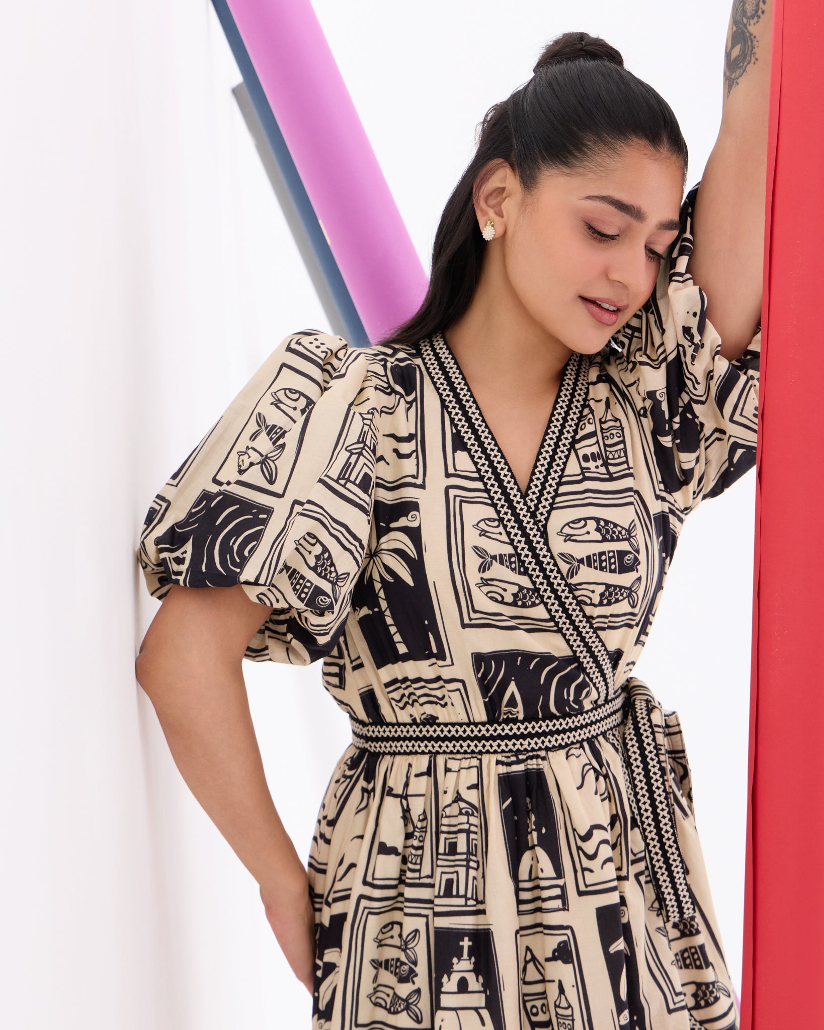 Camilia Doodle Wrap Dress