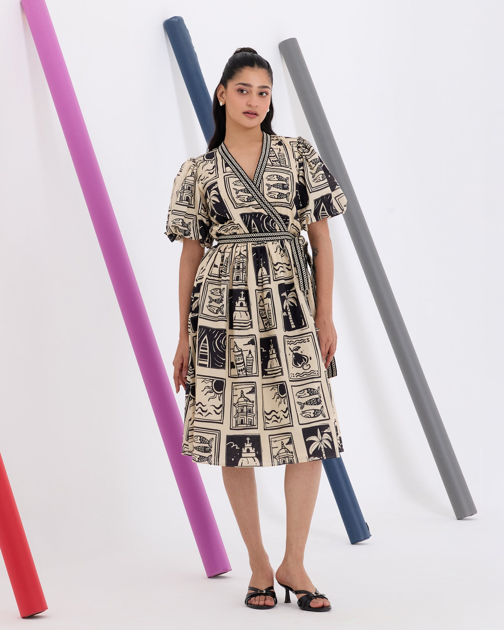 Camilia Doodle Wrap Dress